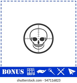 Sniper skull icon flat. Simple vector symbol and bonus icon