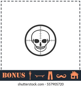 Sniper skull icon flat. Simple vector symbol and bonus icon