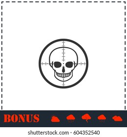 Sniper skull icon flat. Simple vector symbol and bonus icon