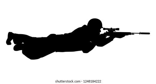 Sniper soldier silhouette vector