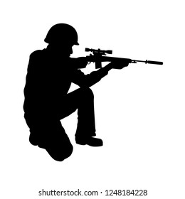 Sniper soldier silhouette vector