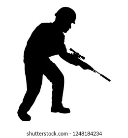 Sniper soldier silhouette vector