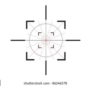 Sniper Target Scope Or Sight, Isolated On White Background.