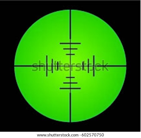 Sniper target scope or sight, isolated on green background.