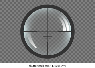 Sniper Target Scope Or Sight. Realistic Vector Illustration Isolated On Transparent Background.