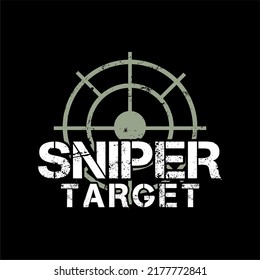 Tipografía De Destino De Sniper Con Icono De Destino De Disparo Ilustración De Grunge Vector