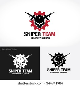 Sniper Team Logo,Skull Logo,rock,game,gamer,wing Logo,Vector Logo Template