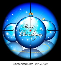 Sniper's scope sight view with christmas ball - vector eps 10