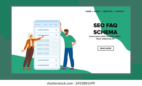 snippets seo faq schema vector. google structured, content website, optimization search snippets seo faq schema web flat cartoon illustration