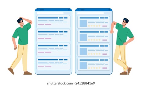 snippets structured data markup vector. micro seo, meta ld, semantic search snippets structured data markup character. people flat cartoon illustration