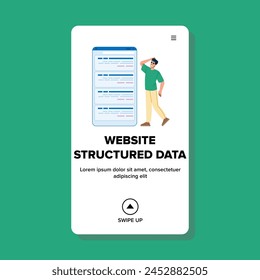 snippets website structured data vector. seo meta, json ld, google bing snippets website structured data web flat cartoon illustration