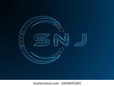 SNJ diseño de Vector de logotipo de letra de polietileno baja. SNJ diseño de logotipo de poliéster inferior. Logotipo de poliéster bajo.