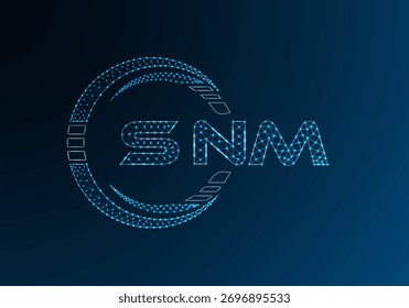 Diseño de Vector de logotipo de letra polivinílica baja SNM. SNM diseño de logotipo de poliéster inferior. Logotipo de poliéster bajo.