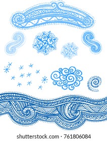snoawflakes winter decoration vector drawn