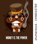 Snob Man Portrait in Green colors with Quote, Vector Graphic. Print for T-shirt of Poster.