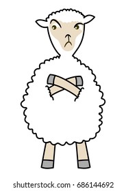 Snob sheep in cartoon
