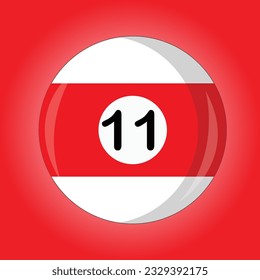 snocker ball vector, billiard ball, red ball with number 11