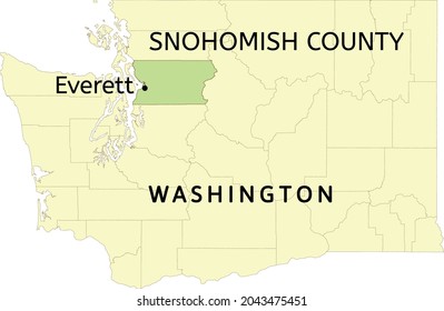 Snohomish County And City Of Everett Location On Washington State Map