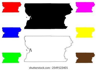 Condado de Snohomish, Estado de Washington (Condado dos EUA, Estados Unidos da América, EUA, EUA) mapa ilustração vetorial, esboço de rabisco Mapa de Snohomish