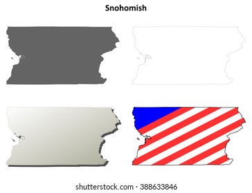 Snohomish County, Washington Blank Outline Map Set