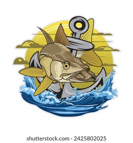 Snook fishing illustration logo vector image t shirt