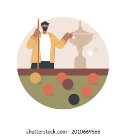 Snooker abstract concept vector illustration. World snooker live schedule, biliard cue stick, pool game, recreational sport, professional sport, equipment rental, buy table abstract metaphor.