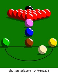 Snooker ball That is on the snooker table.
