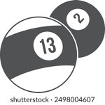 Snooker balls black icon. Billiard pool game