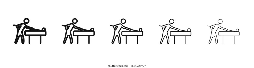 Snooker icono Vector esquema conjunto ilustración signo
