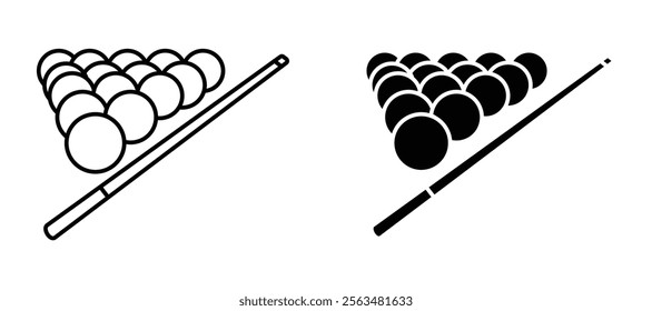 Snooker icons in outline and fill. vector illustration for ui.