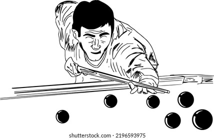 Snooker Logo, Biliards Player Sketch Drawing Vector Silhouette, Billiards Player Clip Art, Snooker Player Cartoon Doolde