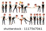 Snooker Male Player Vector. Playing In Different Poses. Man Athlete. Billiard. Championship Tournament. Tournament Event. Isolated On White Cartoon Character Illustration
