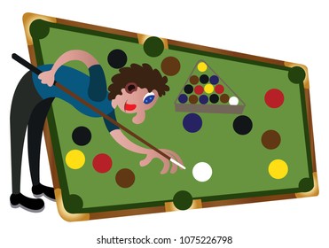 a snooker player about to hit a ball