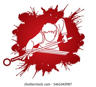 Snooker player action cartoon graphic vector