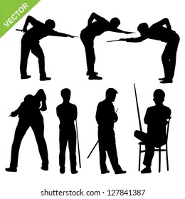 Snooker player silhouettes vector