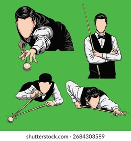 Ilustración vectorial de jugador de snooker para hacer carteles.
