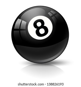 snooker pool ball eight on white