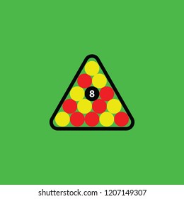 Snooker pool table with 8 ball center and green background