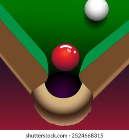 Snooker poster design of colorballs on green table. Vector snooker sport game