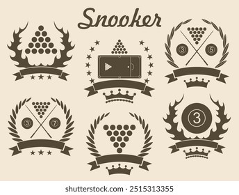 Snooker set. Isolated snooker on vintage background