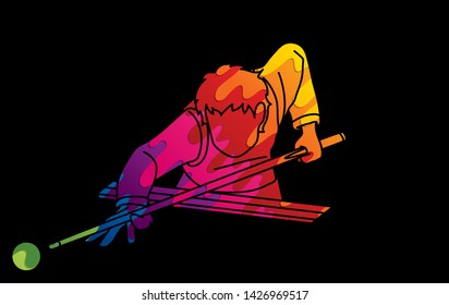 Snooker sport action cartoon graphic vector