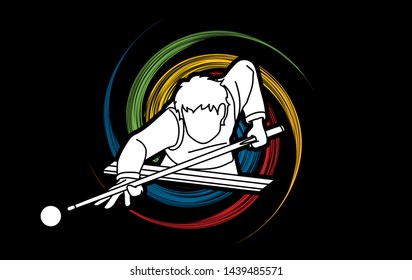 Snooker sport action cartoon graphic vector