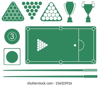 Snooker table. Isolated snooker on white background