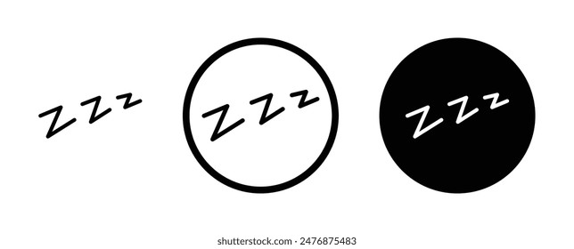 Snooze black filled and outlined icon set