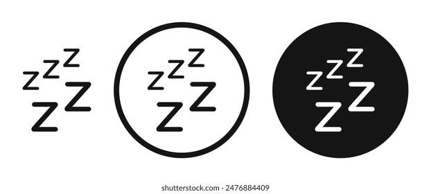 Snooze flat liner icon set.