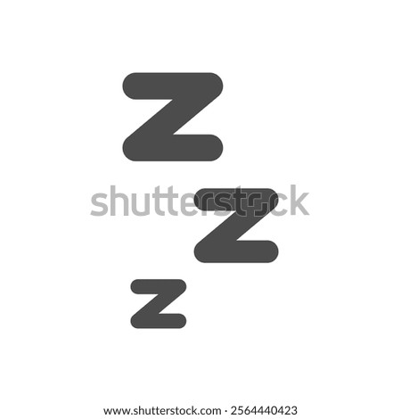 Snooze icon Bold outline art symbol. Zzz, Zzzz bed sleep snore icons, snooze nap Z sound vector effect. Sleepy yawn or insomnia sleeper text and alarm clock Zzz line icons of goodnight deep sleep.