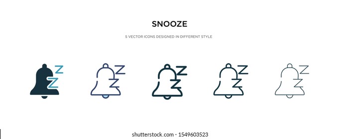 Snooze Icon In Different Style Vector Illustration. Two Colored And Black Snooze Vector Icons Designed In Filled, Outline, Line And Stroke Style Can Be Used For Web, Mobile, Ui