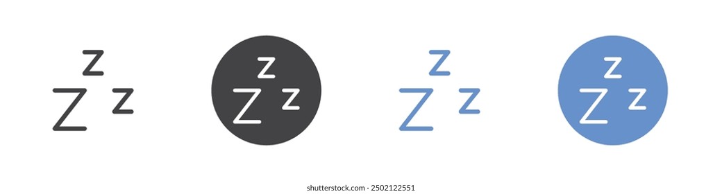 Snooze icon Flat simple outline set
