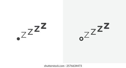 Snooze icon set in black flat solid and outlined style.