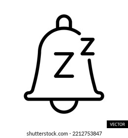 Snooze notifications bell vector icon in line style design for website, app, UI, isolated on white background. Editable stroke. EPS 10 vector illustration.